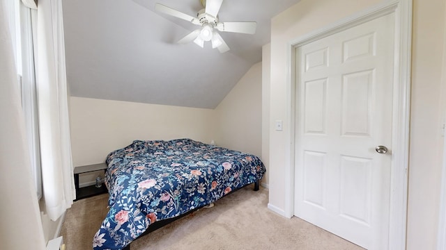 12 W Park Dr, Shelby, OH 44875 - carpeted bedroom featuring vaulted ceiling, baseboards, and ceiling fan