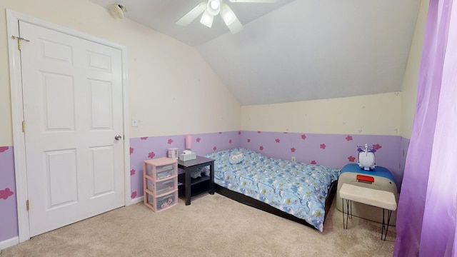 12 W Park Dr, Shelby, OH 44875 - carpeted bedroom featuring vaulted ceiling and ceiling fan