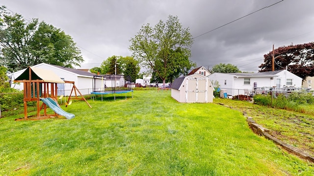 12 W Park Dr, Shelby, OH 44875 - view of yard with a playground and a trampoline