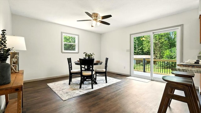 3306 Township Rd Unit 221, Marengo, OH 43334 - dining area with ceiling fan and wood finished floors