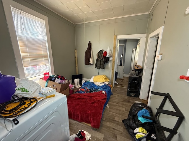 122 N Cole St, Lima, OH 45805 - bedroom featuring ornamental molding, washer / clothes dryer, and wood finished floors