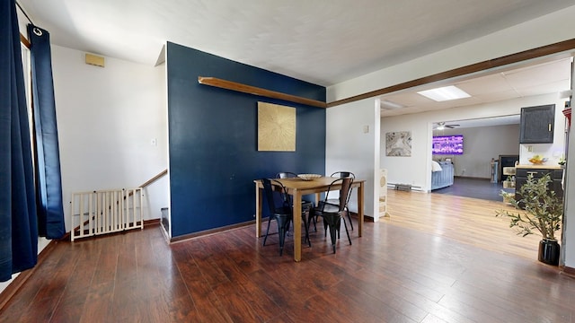 41 Auburn Ave, Shelby, OH 44875 - dining area featuring hardwood / wood-style floors and a ceiling fan