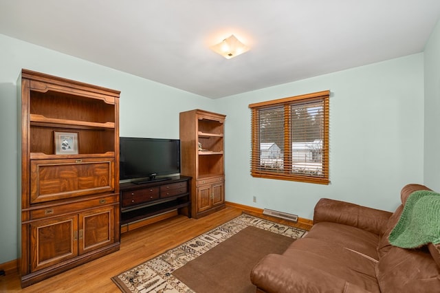 living room featuring light wood-type flooring