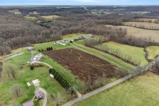 bird's eye view with a rural view