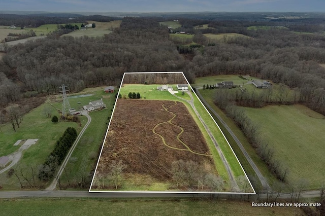 drone / aerial view featuring a rural view