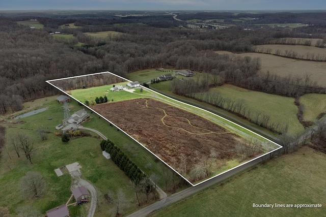 aerial view with a rural view