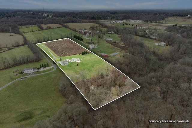 aerial view with a rural view