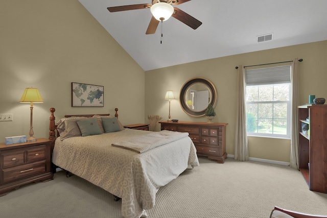 810 Whippoorwill Ln, Mansfield, OH 44906 - bedroom with light colored carpet, vaulted ceiling, and ceiling fan