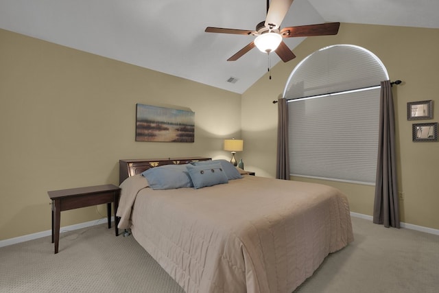 810 Whippoorwill Ln, Mansfield, OH 44906 - bedroom with lofted ceiling, light carpet, and ceiling fan