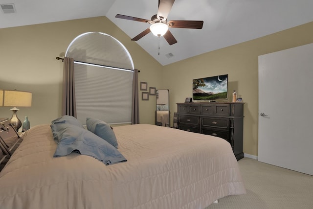 810 Whippoorwill Ln, Mansfield, OH 44906 - bedroom featuring lofted ceiling, light colored carpet, and ceiling fan