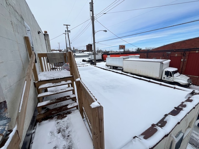 view of yard covered in snow