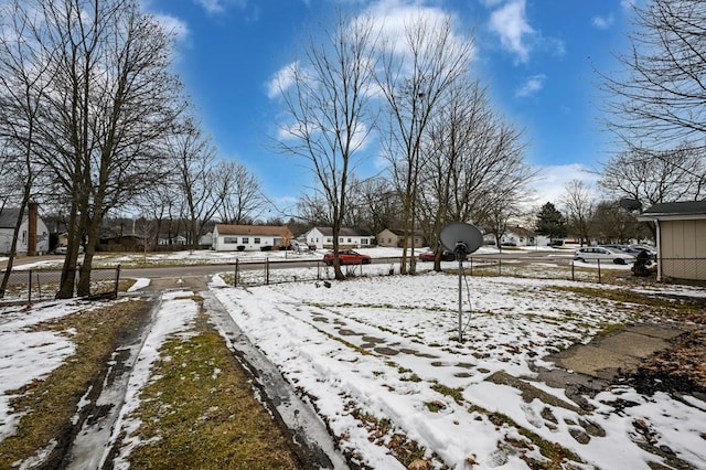 view of yard covered in snow