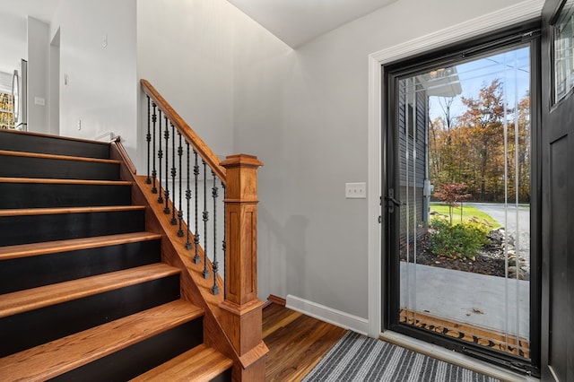 entryway with dark hardwood / wood-style floors