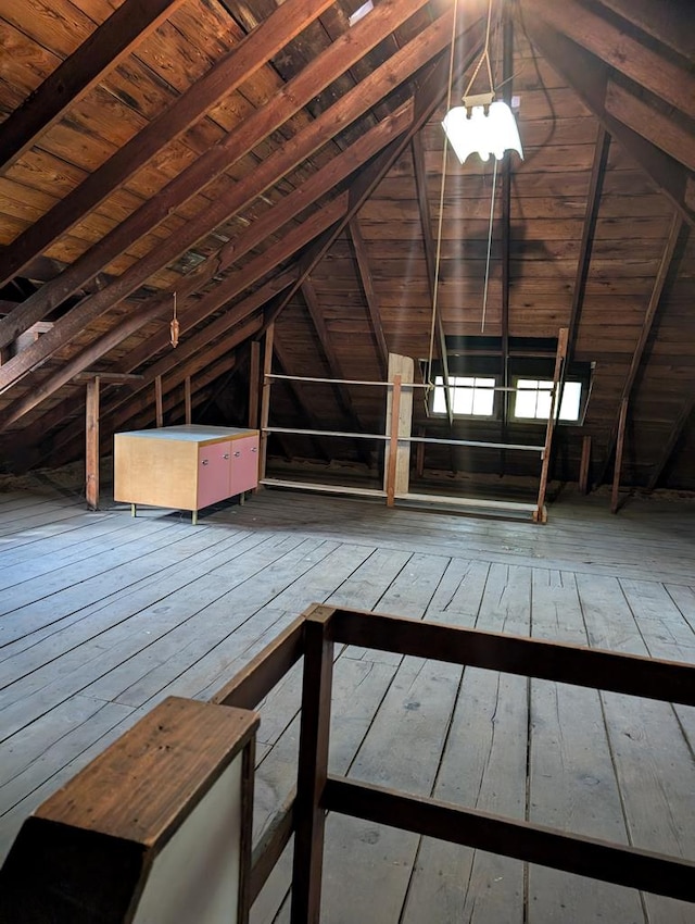 view of unfinished attic