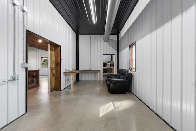 basement with wooden walls