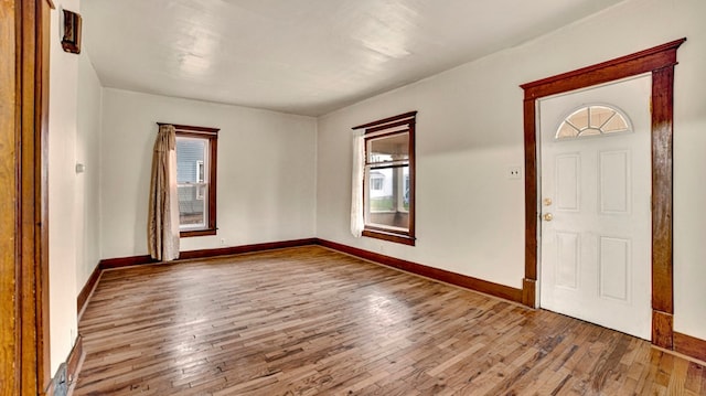 foyer with wood-type flooring