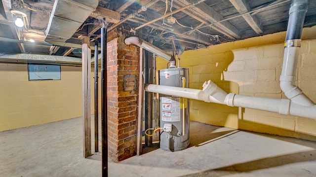 basement with water heater