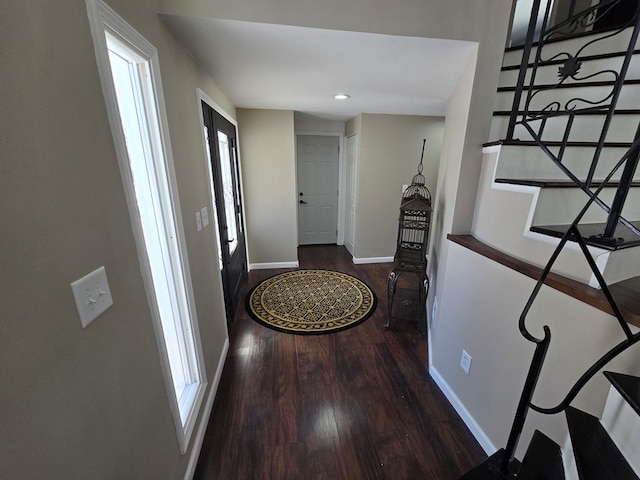 hall featuring dark hardwood / wood-style floors