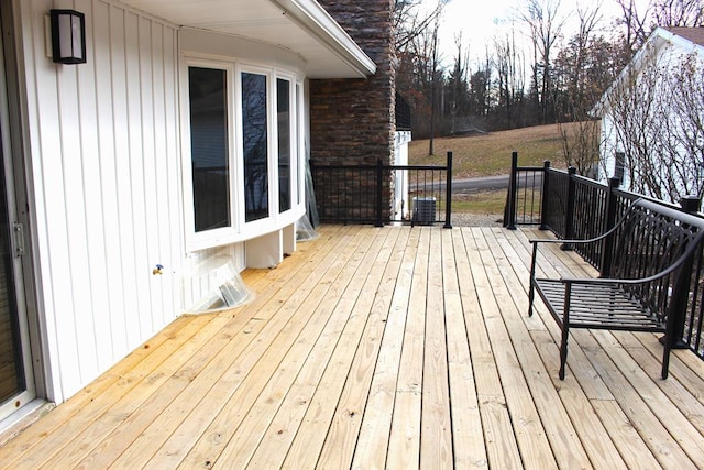 deck featuring central air condition unit