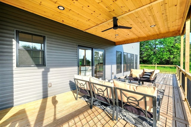 1360 Lexington Ontario Rd, Mansfield, OH 44904 - wooden deck featuring outdoor lounge area and a ceiling fan