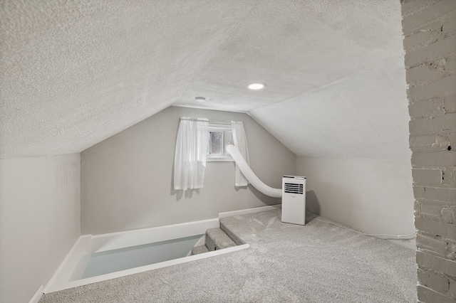 519 Park Ave, Galion, OH 44833 - additional living space featuring a textured ceiling, carpet floors, and lofted ceiling