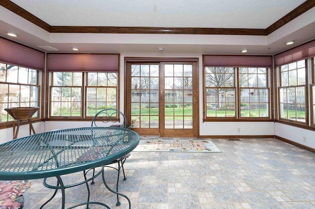 452 Pleasant Ln, Bucyrus, OH 44820 - sunroom / solarium featuring baseboards, stone tile flooring, and a healthy amount of sunlight