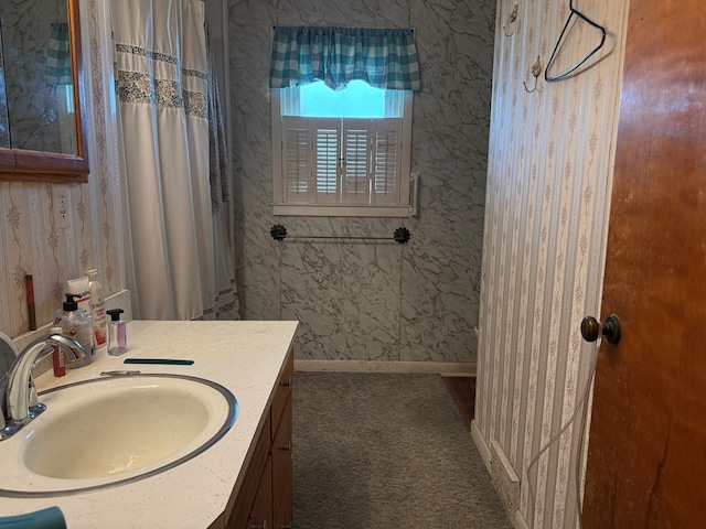 1022 S E E, Bucyrus, OH 44820 - full bath with vanity and wallpapered walls