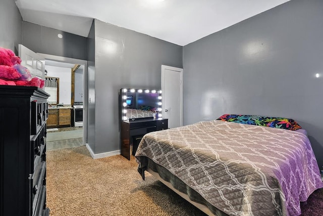 bedroom featuring carpet floors and baseboards