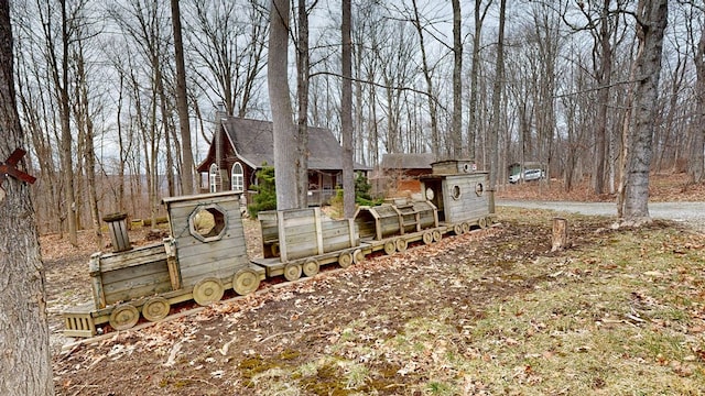 view of yard with an outdoor structure