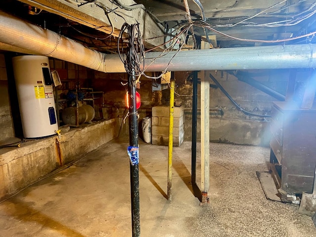 basement with water heater