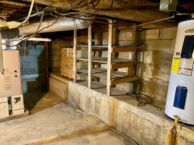 basement with electric water heater