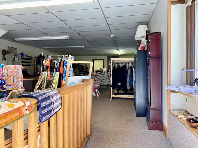 interior space featuring carpet