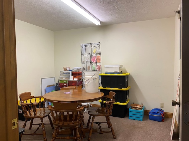 game room with carpet floors and a textured ceiling