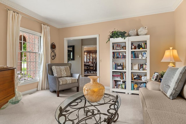 2313 Woodland Park Dr, Ontario, OH 44903 - living area with carpet flooring and ornamental molding