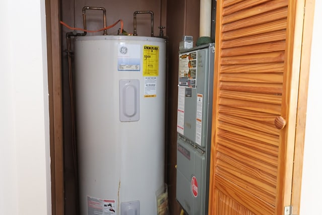 utility room with water heater