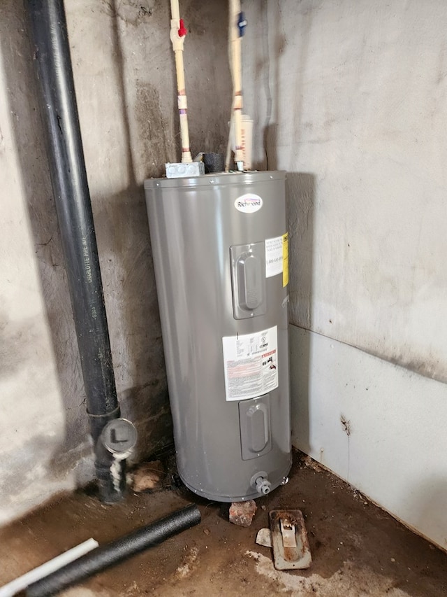 utility room with water heater