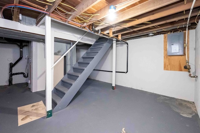 basement with electric panel