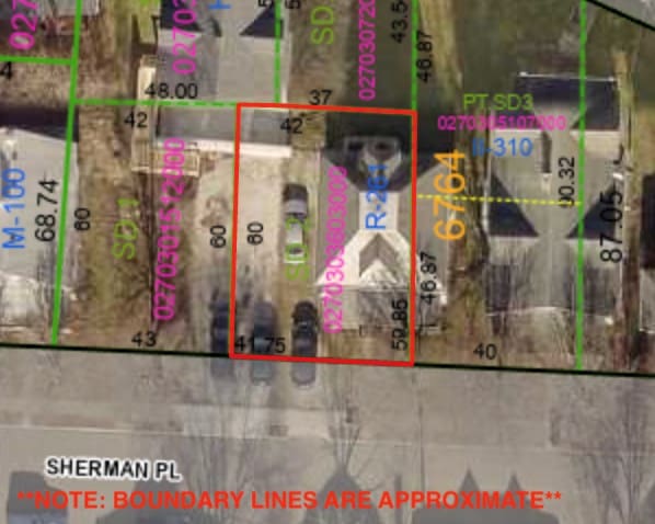 406 Sherman Pl, Mansfield, OH 44903 - map / location featuring property boundaries highlighted