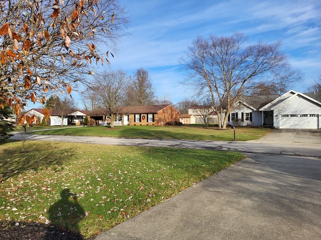 view of yard with a garage