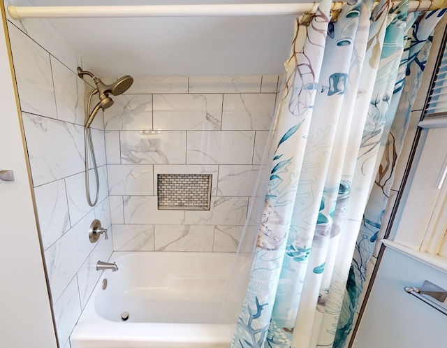 bathroom featuring shower / bath combination with curtain