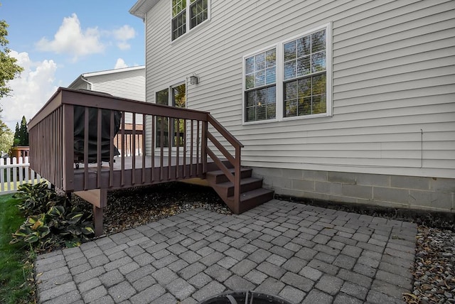 exterior space featuring a patio and a deck