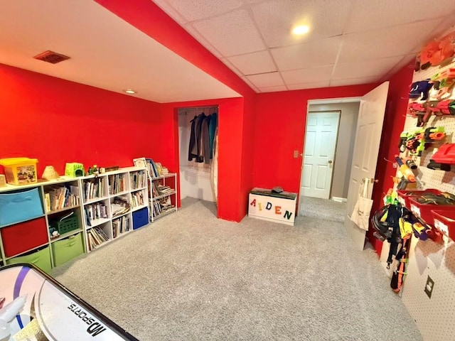 352 Valleybrook Cir, Howard, OH 43028 - recreation room featuring carpet floors and a drop ceiling