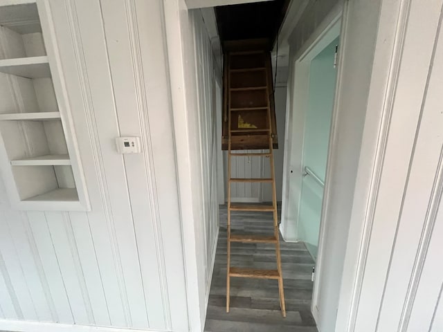 stairs featuring built in features