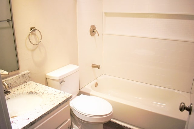 full bathroom featuring vanity, toilet, and bathtub / shower combination