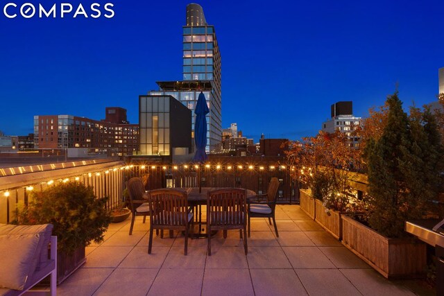 view of patio at night