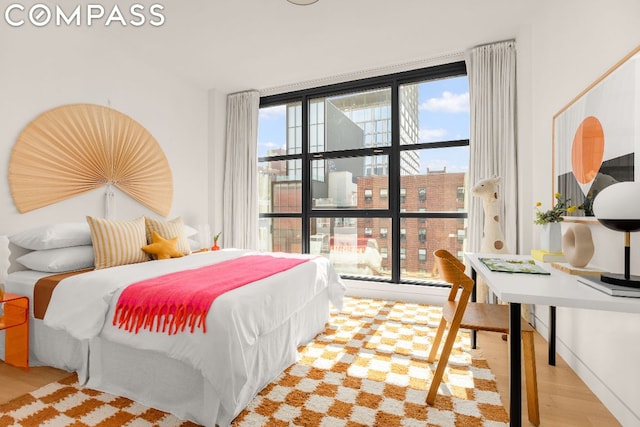 bedroom featuring light hardwood / wood-style flooring