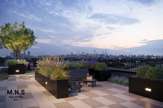 view of patio with a view of city