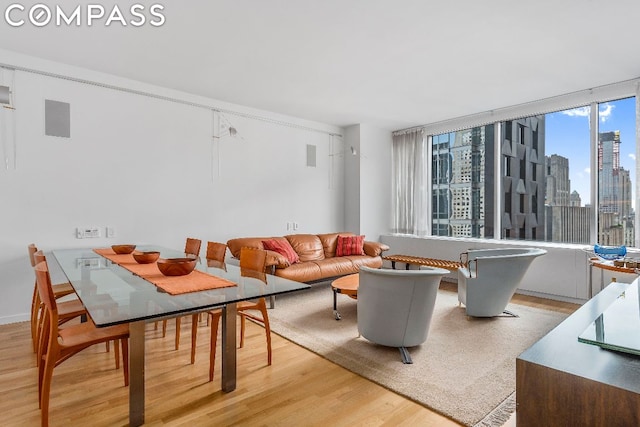 living room with light hardwood / wood-style flooring