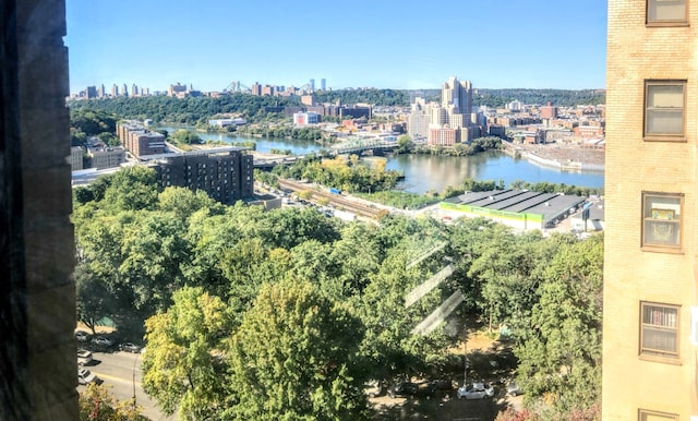 property view of water with a view of city