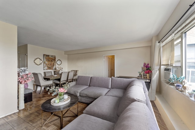 living room with cooling unit